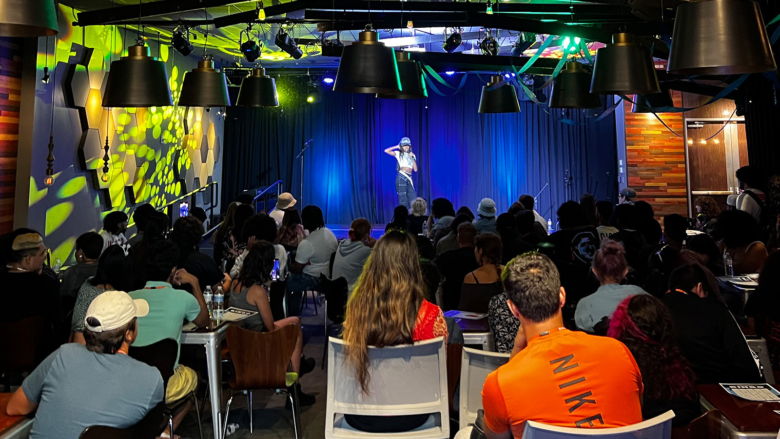 Musical artist “Asa” performs at the Treehouse in front of a large crowd at the 3300+ Climbing 10th anniversary.