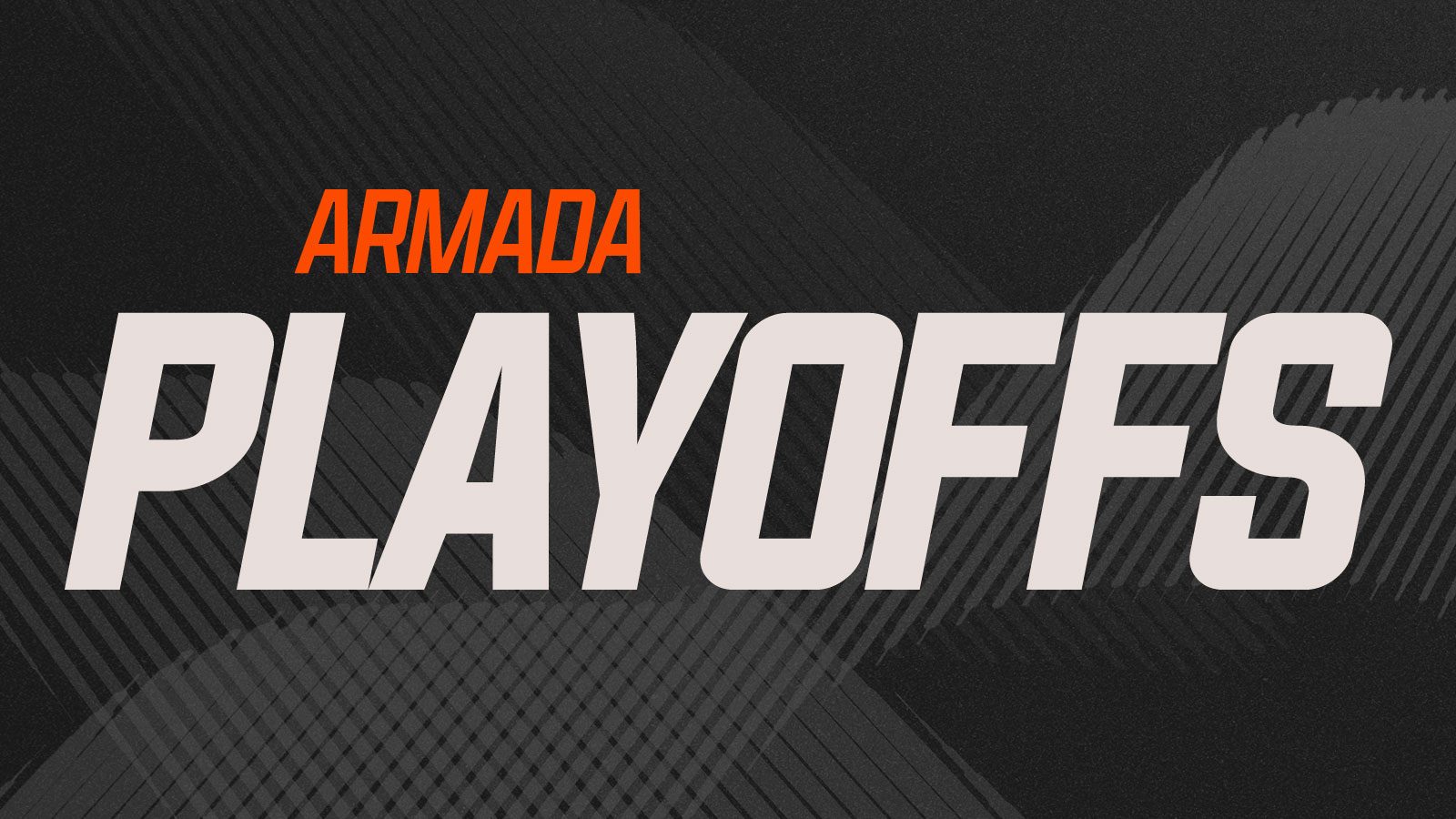 A graphic with a black background and Armada Playoffs written in orange and white.