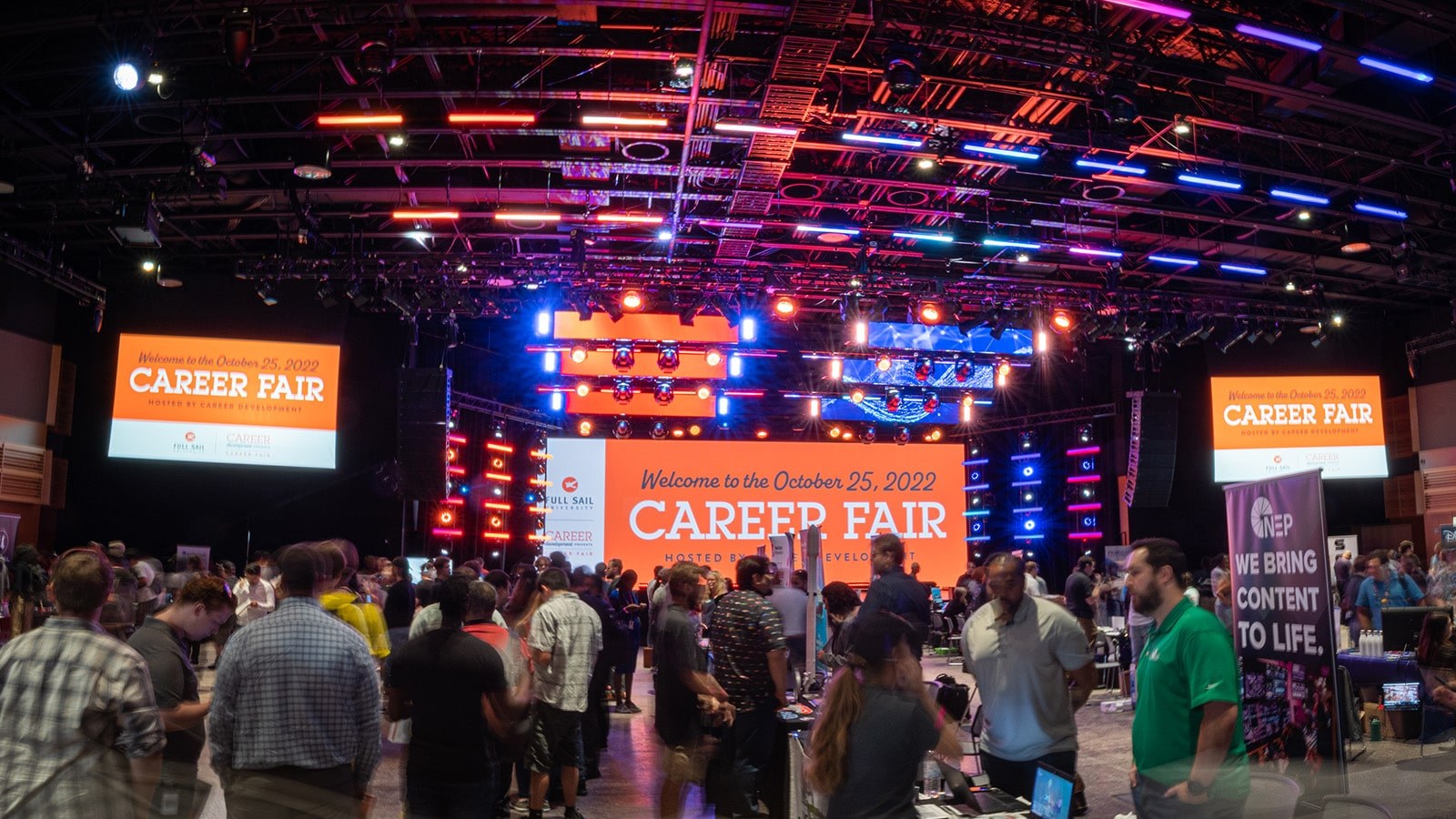 Full Sail students and grads connect with employers from Epic Games, The Walt Disney Company, and more at Career Expo.