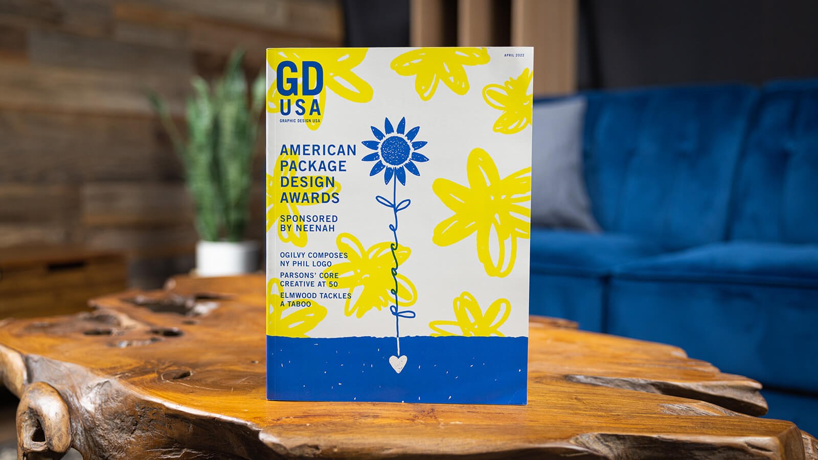 Graphic Design USA cover with flower drawings and the words American Package Design Awards Sponsored by Neenah.