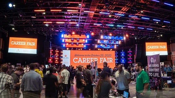 Full Sail students and grads connect with employers from Epic Games, The Walt Disney Company, and more at Career Expo.