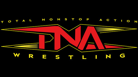 The red and yellow TNA logo with text in yellow that says Total Nonstop Action Wrestling against a black background.