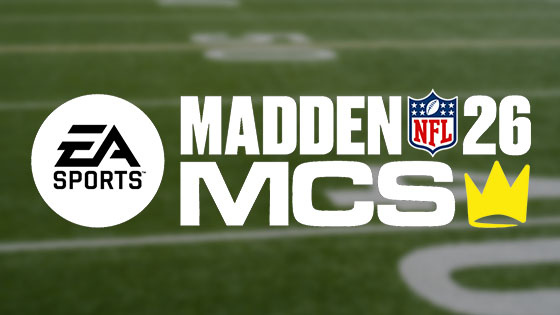 The EA Sports Madden NFL 26 MCS logo appears over a blurred football field background.