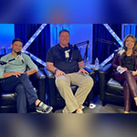 Skylar Richards, Dr. Shawn Stafford, and Dr. Haifa Maamar sit in a recording studio. They each have a microphone in front of them.