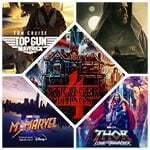 Movie posters for 'Stranger Things 4', 'Thor', 'Obi-Wan Kenobi', 'Ms. Marvel', and 'Top Gun: Maverick'.