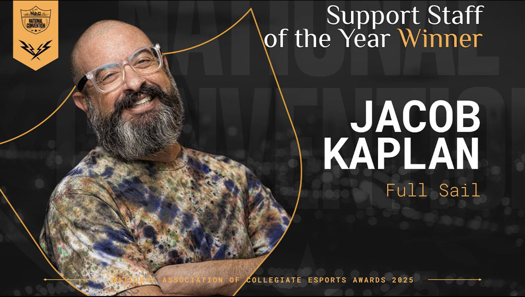 Jacob Kaplan named NACE’s 2025 Support Staff of the Year for Full Sail.