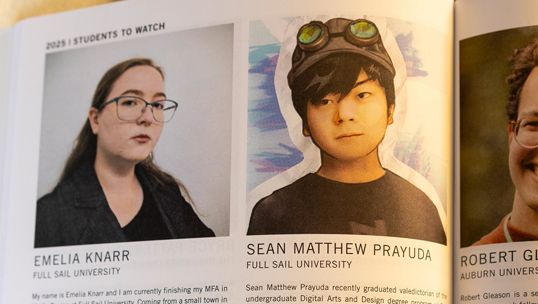 A writeup about Emelia and Sean, complete with their headshots, in the print edition of ‘Graphic Design USA.’